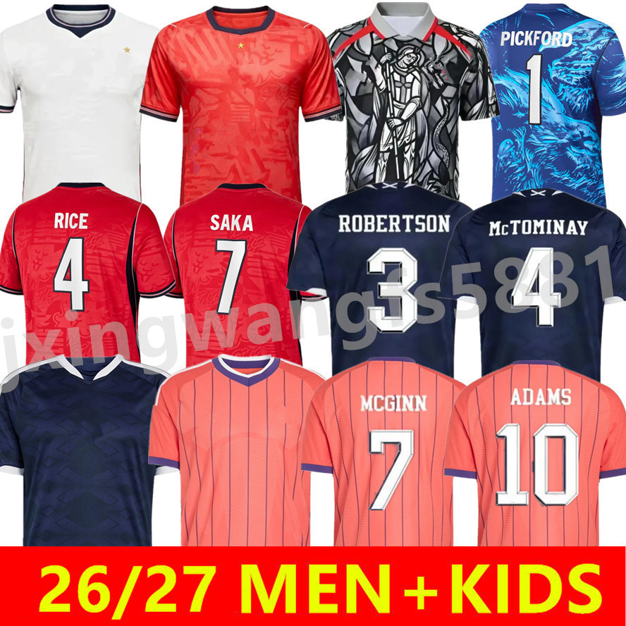 2026 BELLINGHAM SAKA ENgLAnDs Soccer jerseys KANE FODEN men kids kit 26 27 ScotTLanDjersey McGREGOR McGINN McKENNA Escocia ROBERTSON Players fan Football shirt