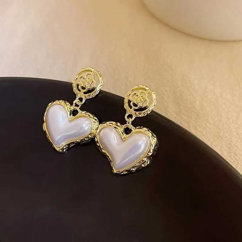 Flower Pearl Heart Drop Earrings Fashion 925 Silver Needle Hollow Out Earrings Retro Luxury Accessories Women Wedding Jewelry H260403