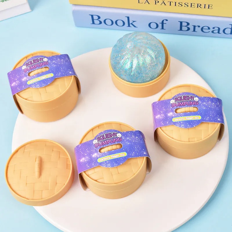 Colored Glitter Squishy Dumpling Slow Rebound Stress Relieving Balls Dumpling Squishy Toy Decompression Toy Design for Anxieties & Tension Release Fre