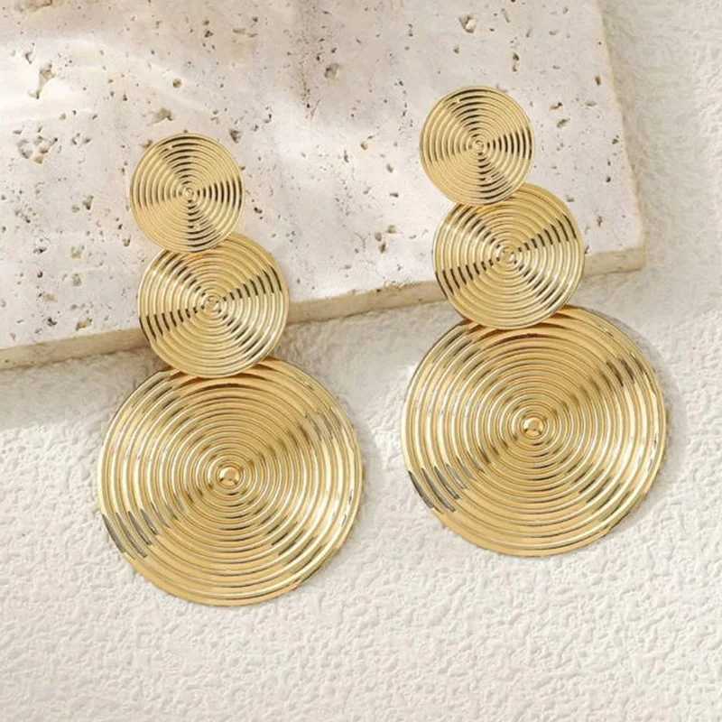 Trendy Stylish Dangle Earrings Trio Circle Design Daily Outfits Party Accessories Fashionable Stuff RED Orange Big Earrings H260403