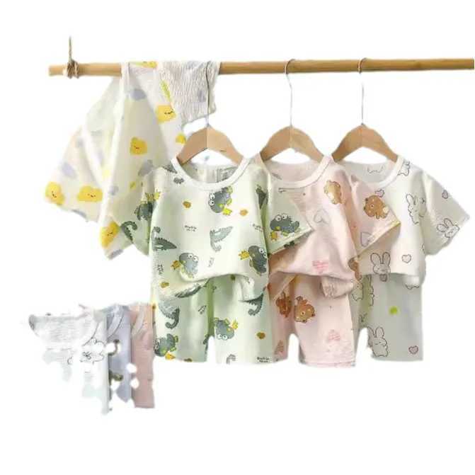 Childrens Clothing Summer Short Sleeve Home Sleepwear Children Sets Kids Clothes Boy Girls T-shirt Shorts Suit H260403