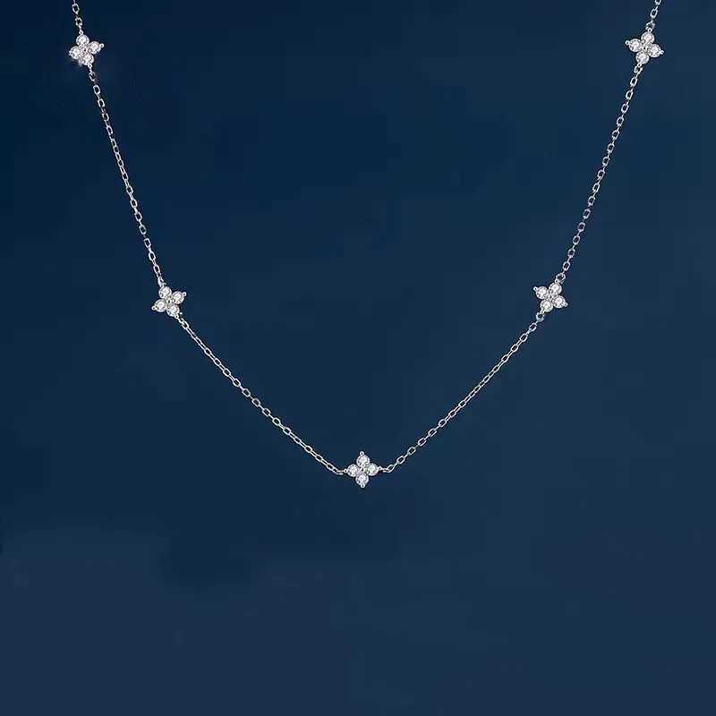 Gorgeous Flower Inlaid Zircon Chain Necklace for Women Elegant Luckly Choker Party Jewelry BirtHDay Gifts H260403