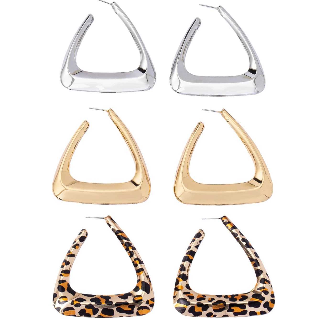 A Pair of Stylish Geometric Minimalist Triangle Exaggerated Earrings Suitable for Everyday Wear by Women H260403