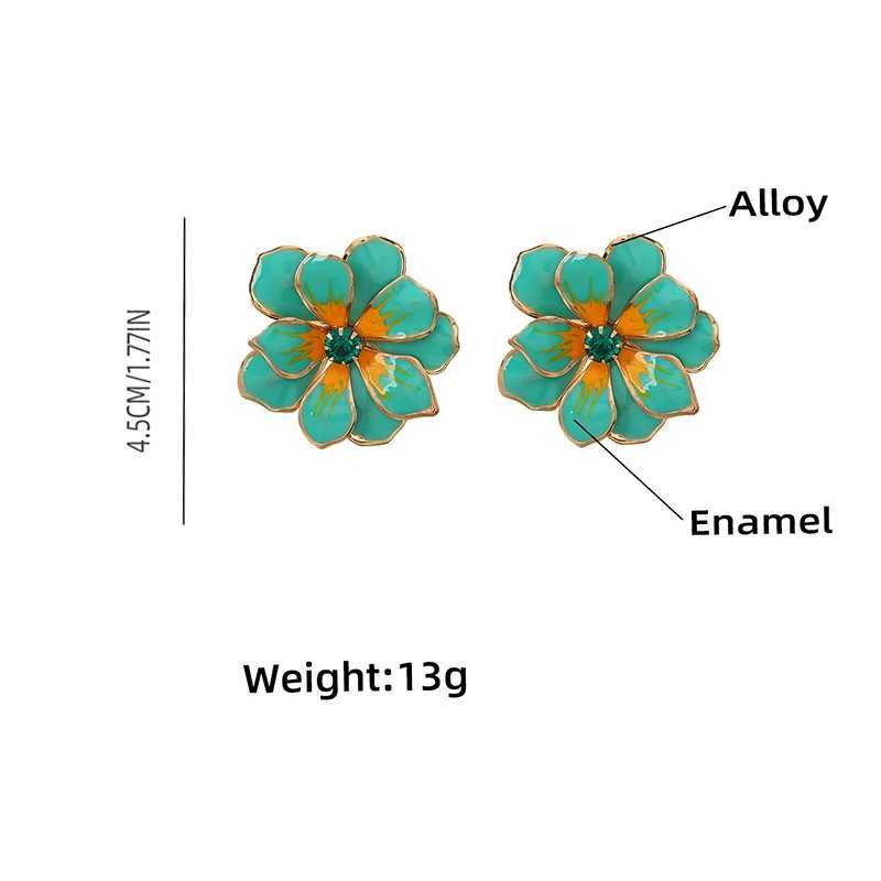 Metal Flower Enamel Post Earrings For Women Multi Color Two Layer Petal Fashion Jewelry Classic Elegant Party Accessories MQ144 H260403