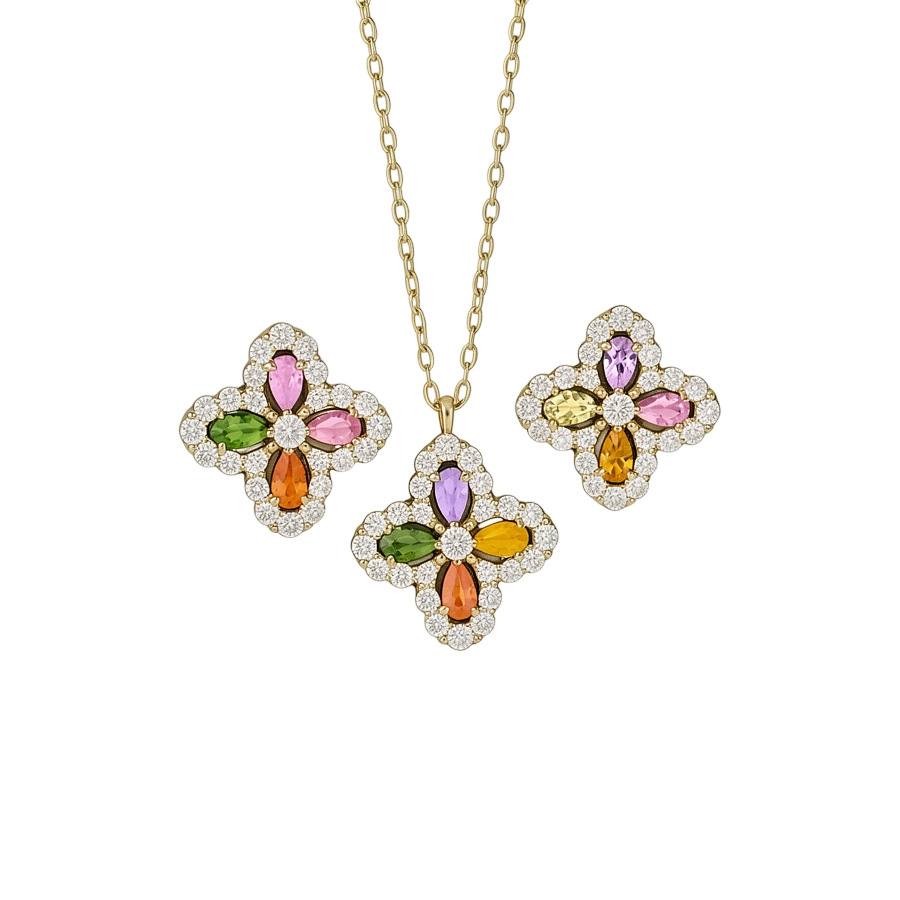 14k real gold plated simple zircon flower necklace, light luxury niche collarbone chain, fashionable and exquisite dazzling jewelry for women - view 9