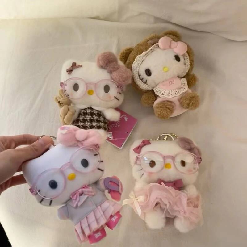 Winter Plush HelloKitty Keychain Scarf Dress Up Girl Birthday Angel Shaped Kitty Cat Pendant Car Decoration Xmas Gift