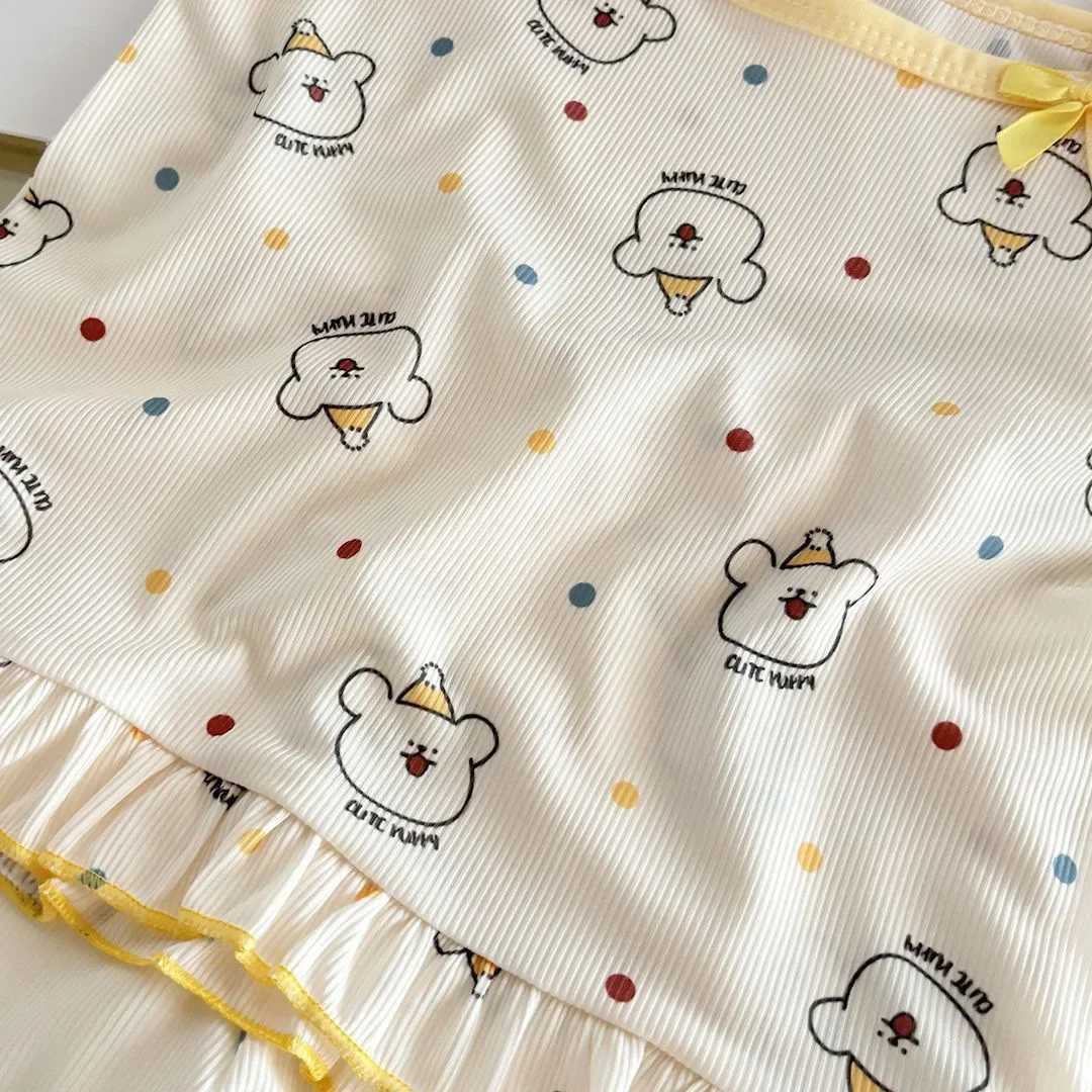 1-7Y Kids Girls Cute Cartoon Pajamas Summer Girls Printed CamisoleShorts Homewear Sets Pattern Soft Sleeveless Children Clothes H260403