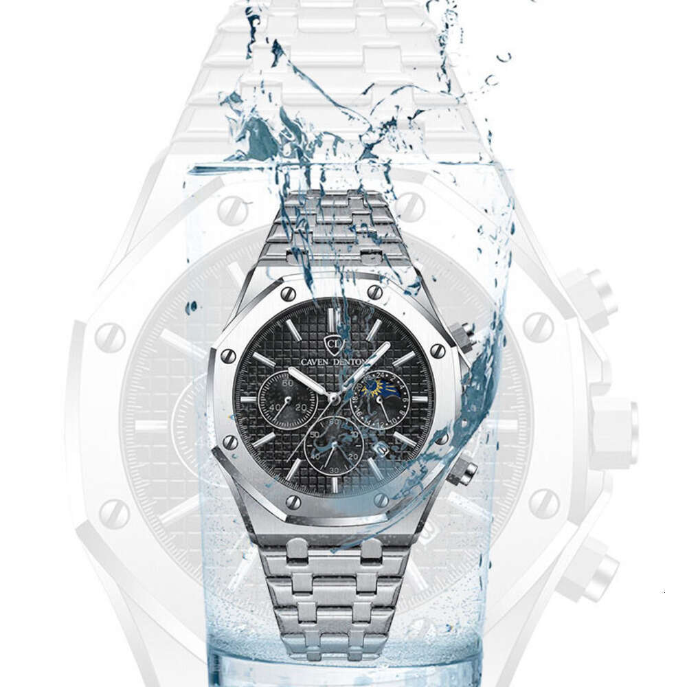Foreign Trade Hot-Selling Waterproof High-End Fashion Dial Steel Band Multi-Function Men's Quartz Watch