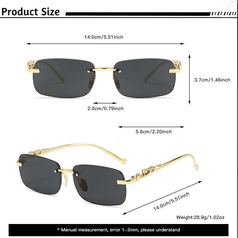Designer Luxury Crossover New High-end Frameless Cut Edge Sunglasses For Men And Women Fashionable And Personalized Leopard Temple Sunglasses Wholesal