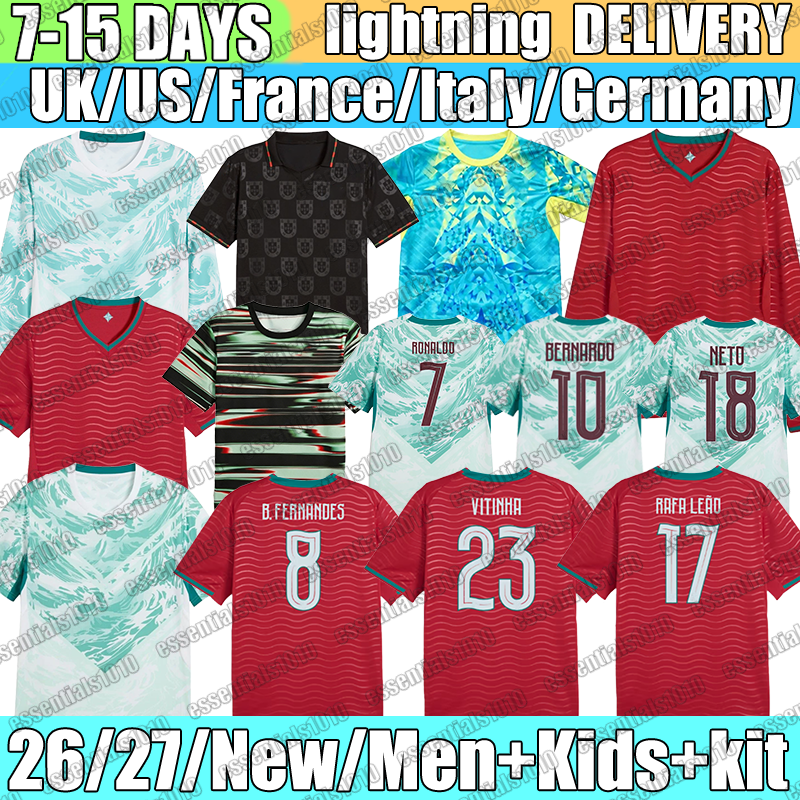 2026 Portugal Jersey B. Fernandes Bernardo Jersey Ronaldo G. Ramos Joao Felix Ruben Dias Soccer Jerseys Joao Neves 26 27 football shirt fans player version Men Kids kit
