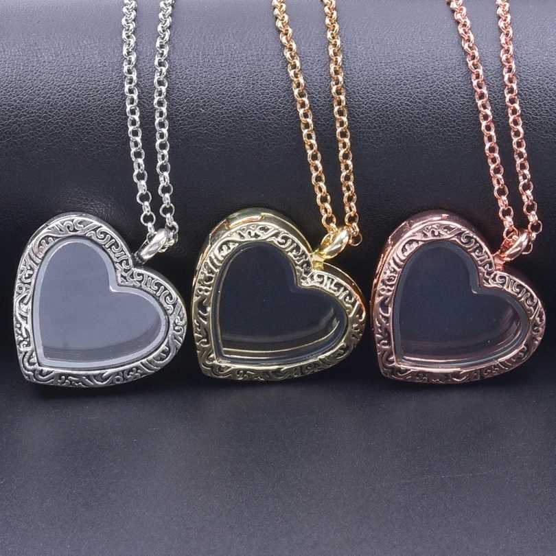 1Pc Trendy Sweet Love Glass Reliquary Photo Locket Pendant Necklaces Goth Heart Cremation Ashes Urn Relicario Collares Jewelry H260403