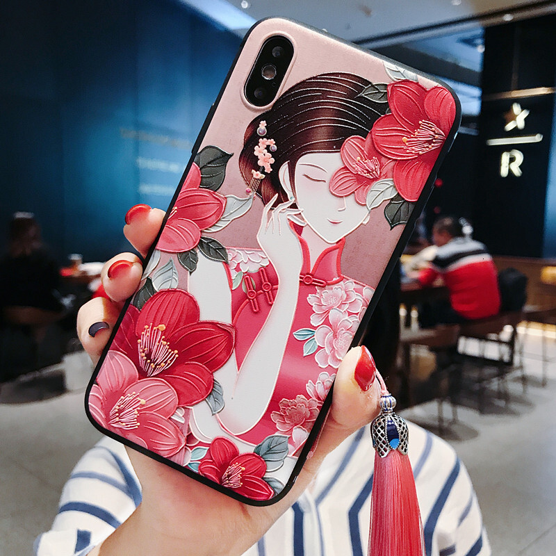 Luxury Designer Oriental Cheongsam Pattern Phone Case Premium Embossed Floral Bird Protective Shell For Iphone High-end Traditional Accessory