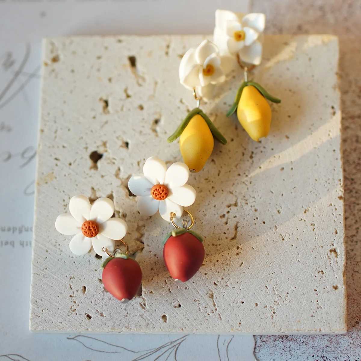 Trendy Fashion Cute Flower Fruit Dangle Handmade Polymer Clay Earrings For Womens Accessories Layer Drop Jewelry Gifts Summer H260403