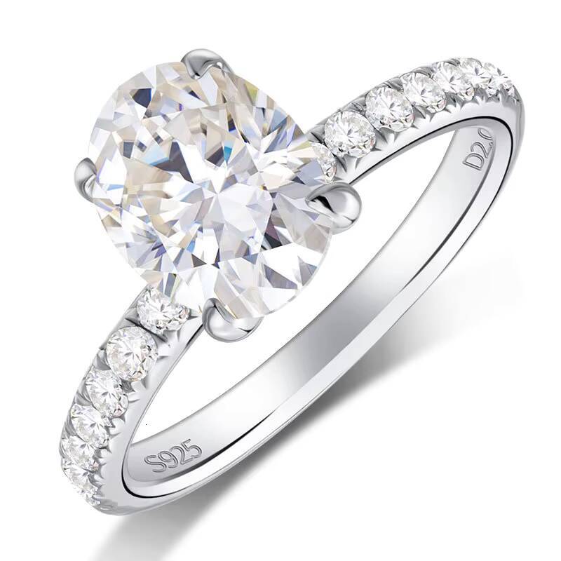 2 Ct Oval Cut Hidden Halo Moissanite Ring D Color 7x9mm in S925 Silver Solitaire Womens Engagement Ring