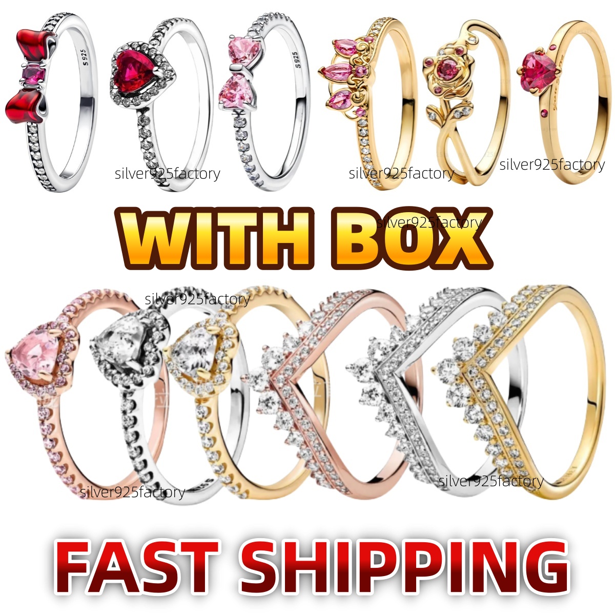 Rings Heart gold Rings for women with box designer luxury jewelry 925 Silver sparkle Diamond ring Wedding Ring Factory Wholesale