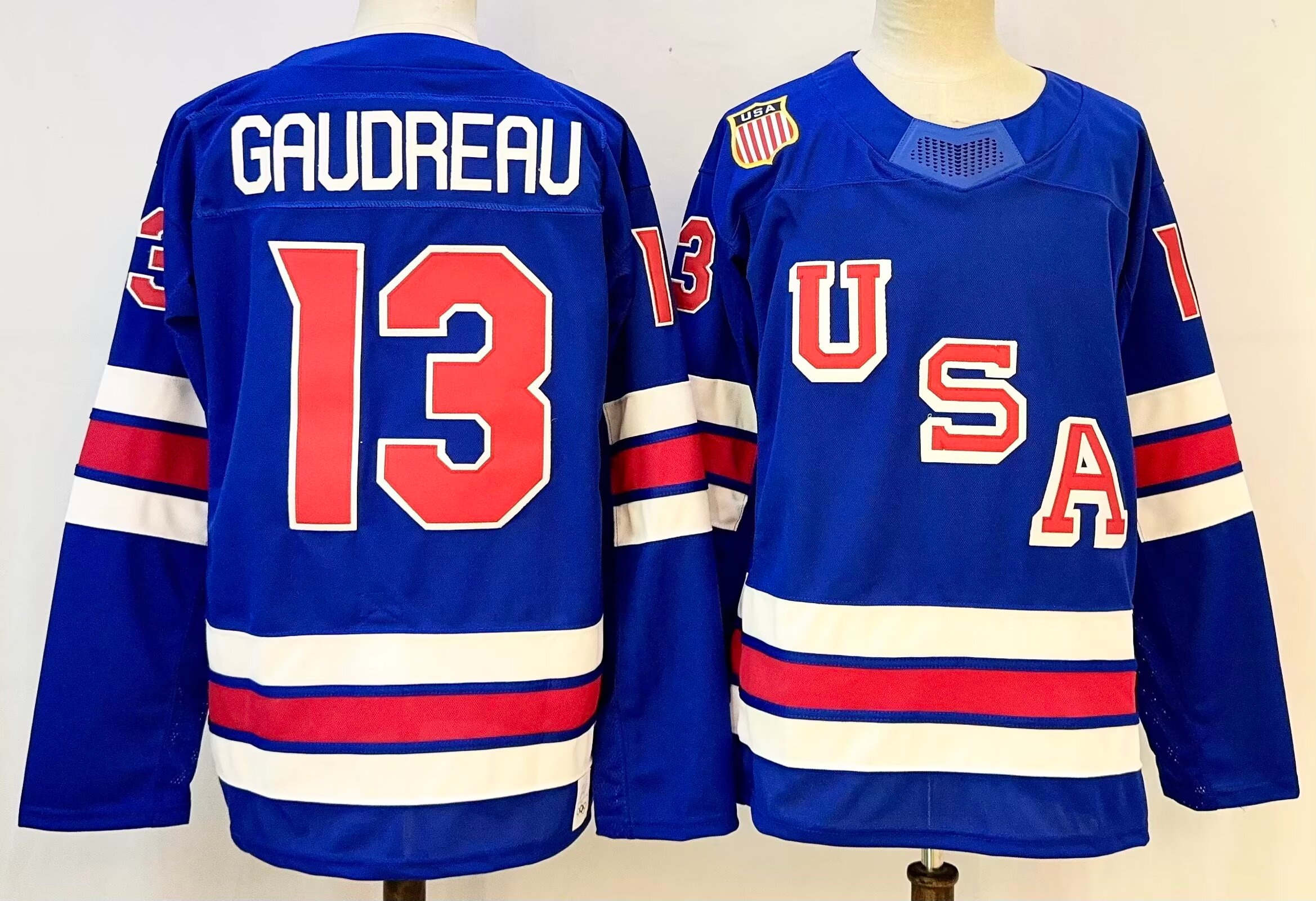 2026 Team USA Gaudreau 13 Jersey Hockey Jerseys Home Blue And White Color Size S-XXXL Stitched Men's Jersey