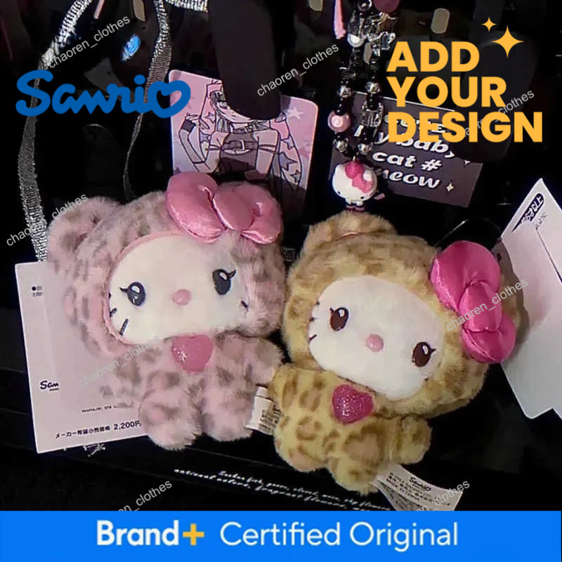 Sanrio Kawaii Hello Kitty Doll Keychain Anime Kuromi Melody Cartoon Leopard Print Kt Pendant Toys Zipper Decoration Girl Gifts