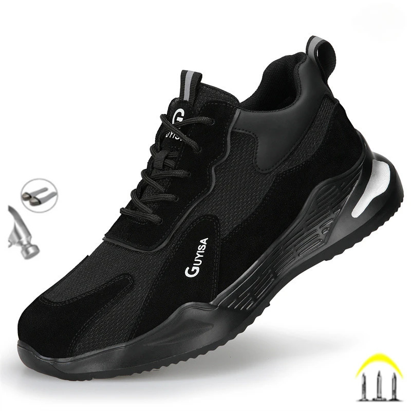 Fashion Work Sneakers Men Indestructible Steel Toe Work Shoes Safety Boots Anti-puncture Working Shoes For Men Drop 220921