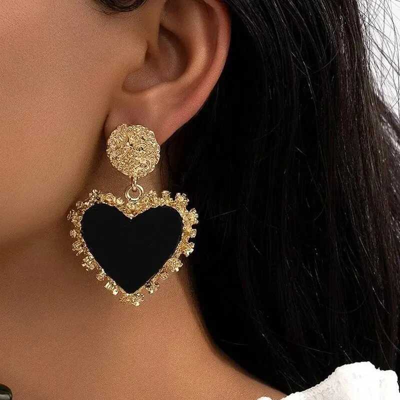 Women Red Heart Shape Resin Board Drop Earrings Turquoise Stone Pearl Bowknot Drop Earring Epoxy Cross Charm Long Tassel Earring H260403