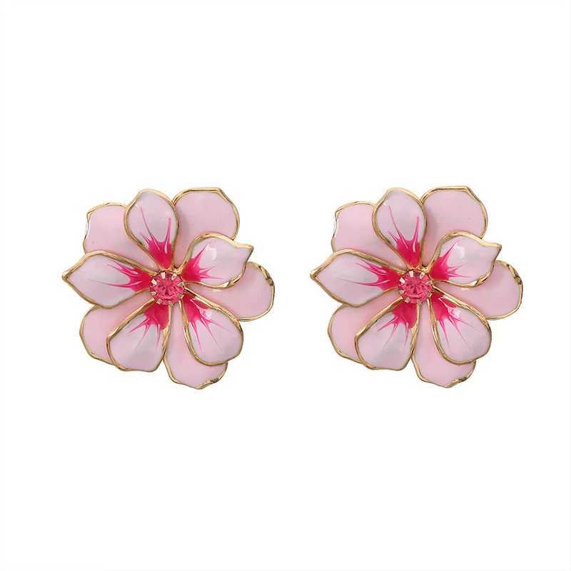 Metal Flower Enamel Post Earrings For Women Multi Color Two Layer Petal Fashion Jewelry Classic Elegant Party Accessories MQ144 H260403
