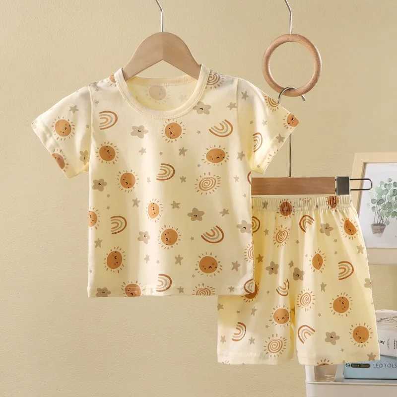 Summer Korean Nordic Style 0-5Y Kids Pajama Set Cotton Animal Print Pure Cotton Baby Girl Boy Sleeping Suit Casual Loose Clothes H260403