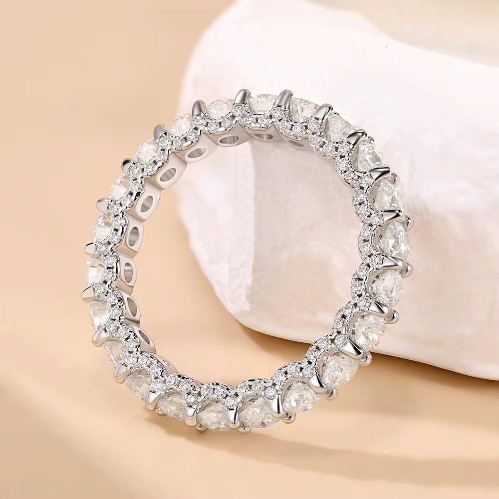 New 30mm Full Pave Moissanite Eternity Band S925 Silver 18K Gold Plated Luxury Wedding Ring for Women Gift Her