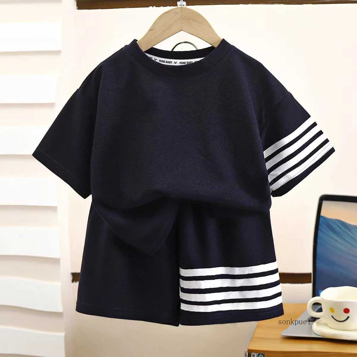 2pcs Baby Sports Suits Summer Clothes Boys Girls Casual Short Sleeve Shorts Two Piece/Set Children Solid Color Trendy Tracksuits H260403