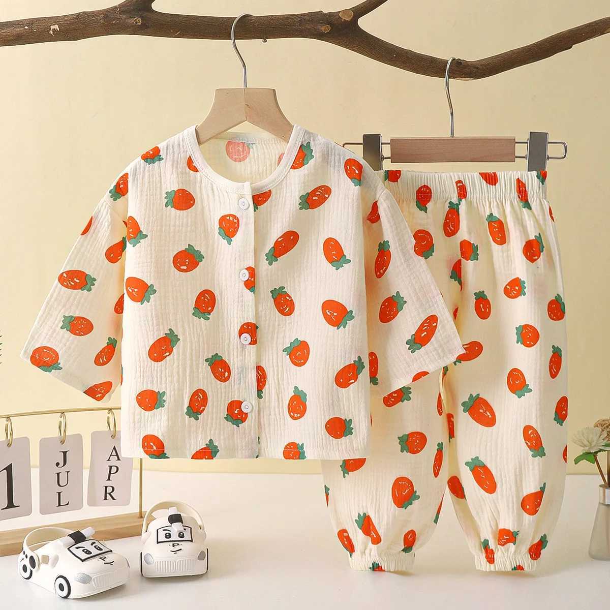 Boys Girls Sets Baby Cotton Yarn Clothes Sleepwear Outfits Kids TopsPants Home Wear 2PCS Children Long Sleeve Pajamas Suits H260403