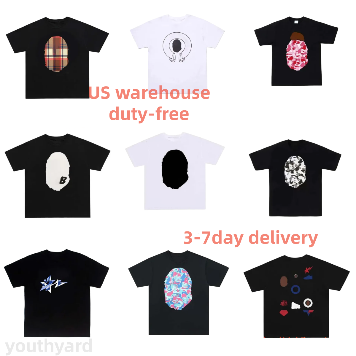 2026 style men Bapesmens T Shirt shirt Delivery Direct shipment from US overseas warehouse average material Printed shirt No brand tag Shirt thin size china s-3xl