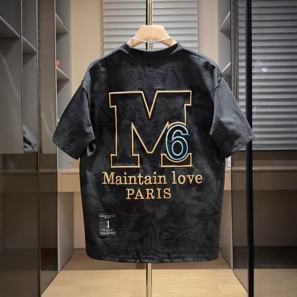 Luxury Brand Designer Trendy brand street style embroidered T-shirt 2026 summer new fashion printed half-sleeve loose-fit men casual short-sleeve shir