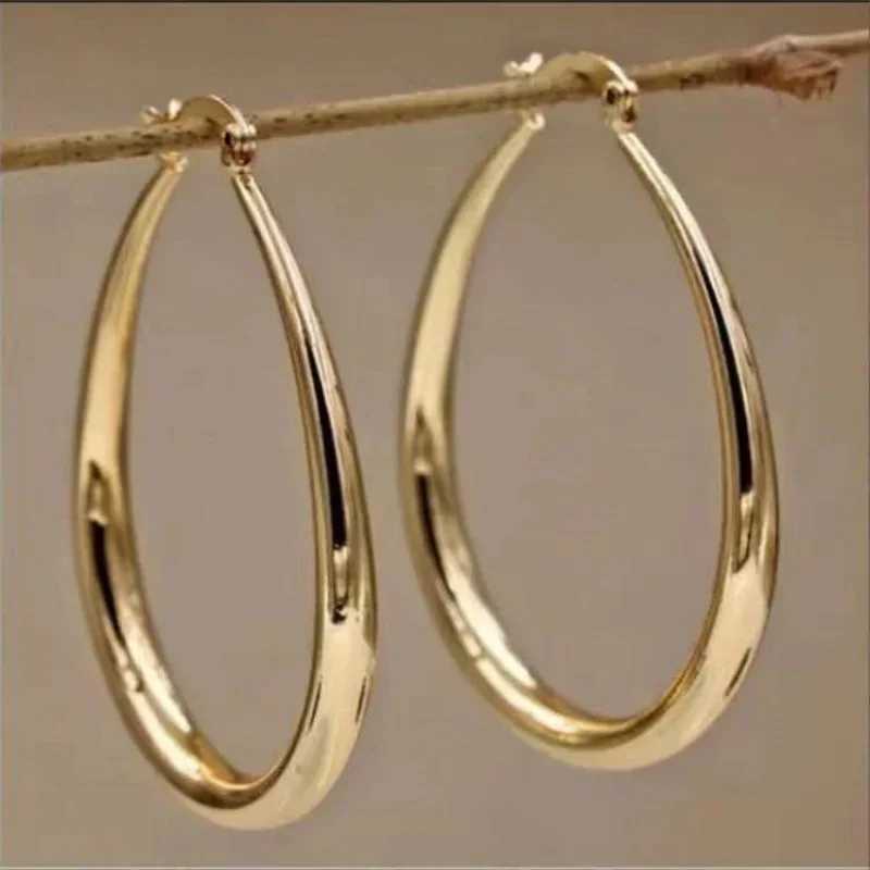 Gold color Smooth Circle Big Hoop Earrings For Women Silver Fashion Party Wedding Accessories Jewelry Christmas Gifts H260403