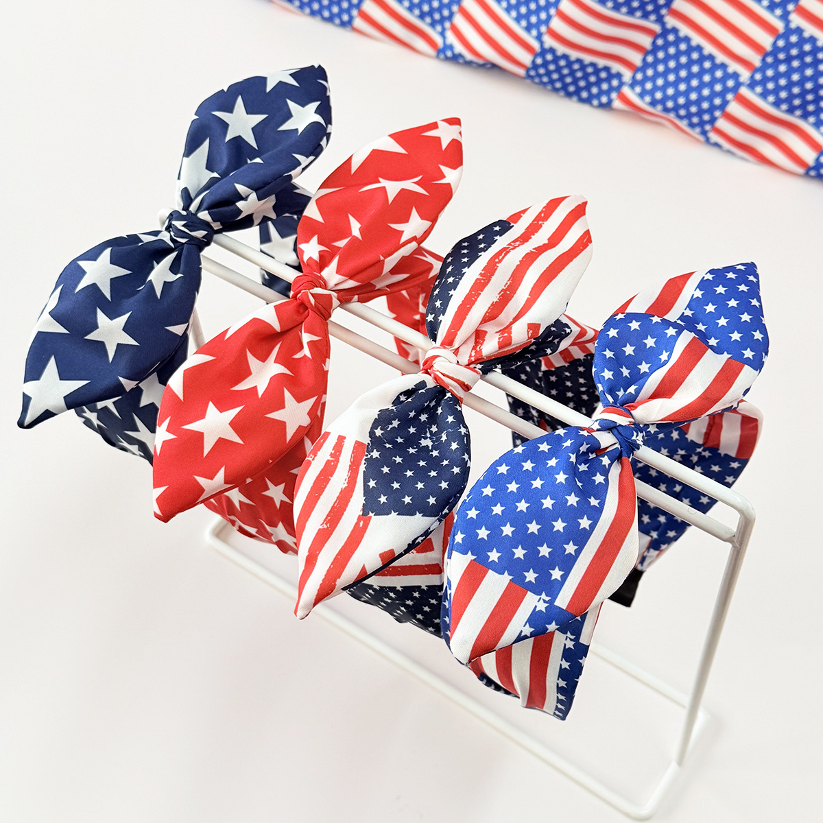 New American Flag Bow Independence Day Star Striped Rabbit Ear Headband Holiday Party Hair Accessories