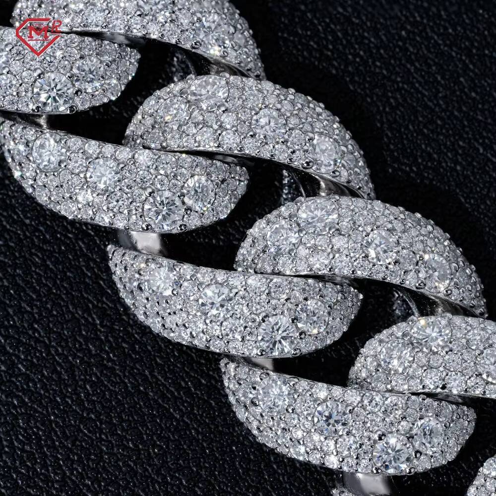 Stock 14MM 18MM 20MM Moissanite Cuban Necklaces Hiphop Jewelry 925 Silver Moissanite Cuban Link Chain