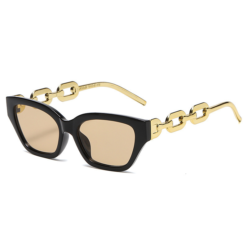 Designer's Luxurious And Fashionable New Metal Chain Leg Women's Sunglasses Fashionable Polygonal Small Frame Sunglasses Hip-hop And Interne
