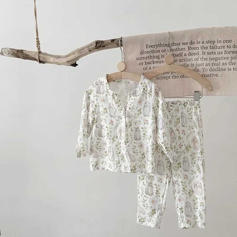 New Spring Autumn Kids Girl Boy Pajamas Set Long Sleeve Bunny Animal Print Sleepwear Toddler Boys Girls Loungewear A9639 H260403