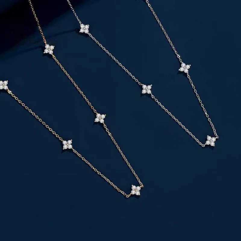 Gorgeous Flower Inlaid Zircon Chain Necklace for Women Elegant Luckly Choker Party Jewelry BirtHDay Gifts H260403