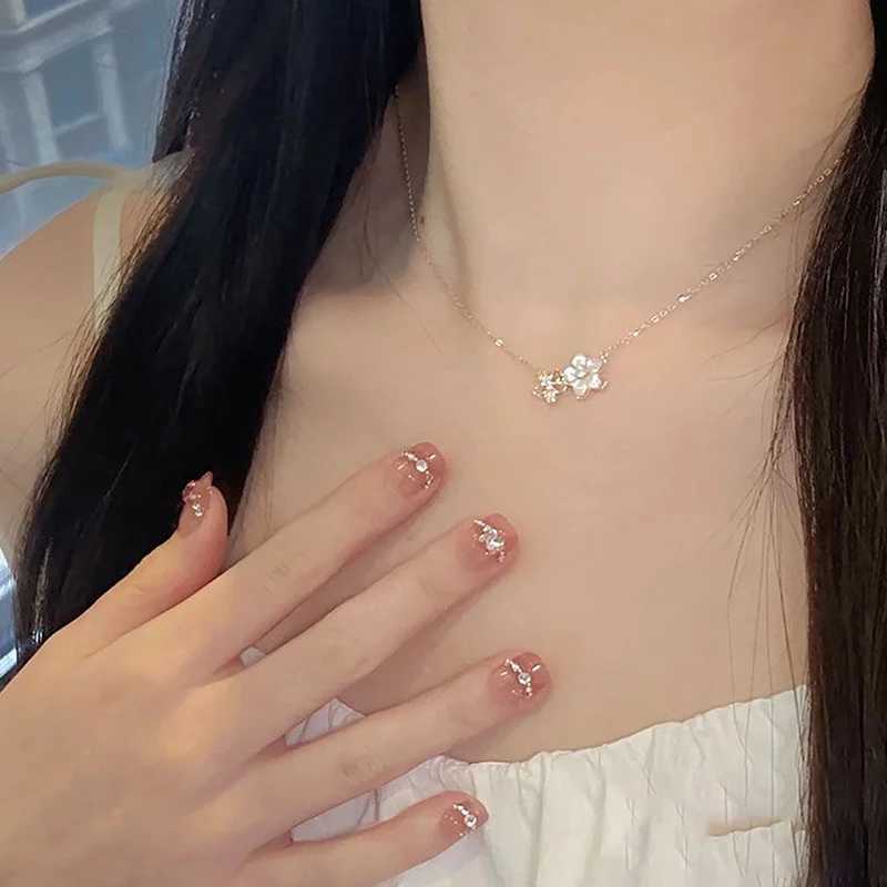 Fashion Flower Choker Necklace Party Jewelry Accessories Gift For Women Girls Elegant Delicate Zircon Cherry Blossom Necklace H260403