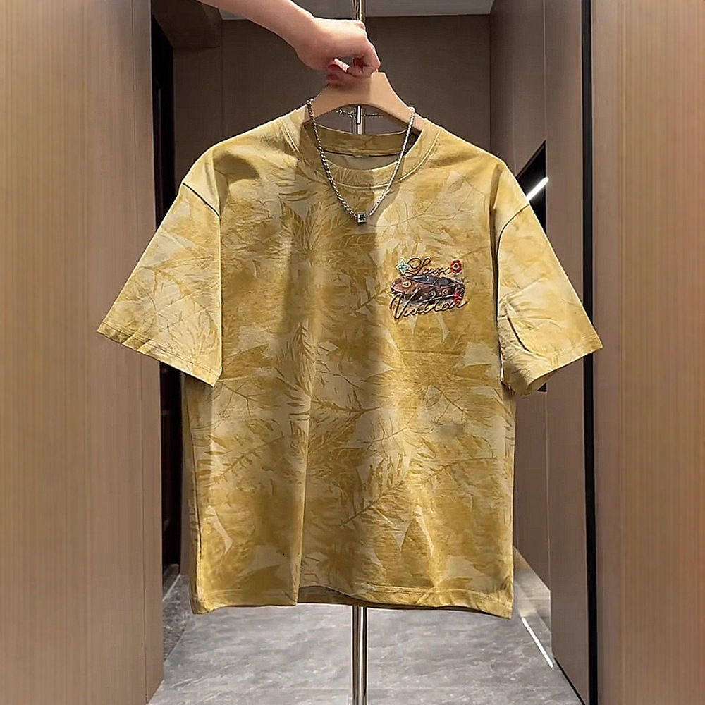 Luxury Brand Designer Trendy brand embroidered letter short-sleeve T shirt for men summer versatile colorful print with design half-sleeve casual T sh