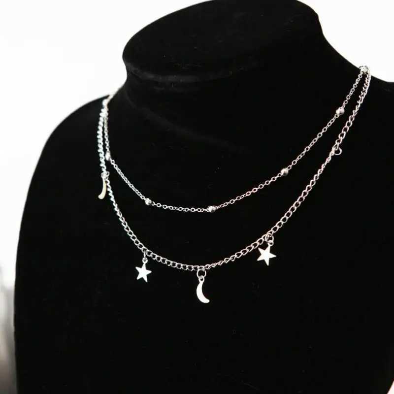 New Gold Silver Chain Beads Pendant Necklace Fashion Jewelry Multi Layer Female Necklaces Necklace Woman AccESSories H260403