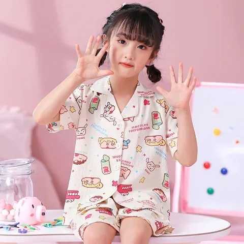 Anime Japanese Crayon Shinchan Childrens Pajamas Set Kids Cardigan Short Sleeve Sleepwear Girls Boys Homewear Pajamas Nighty H260403