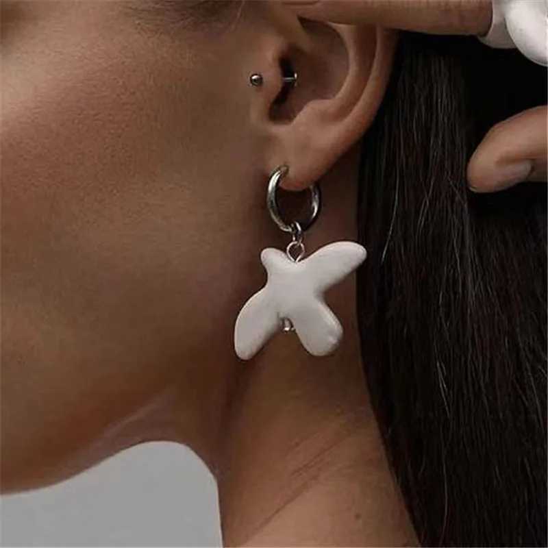 XIALUOKE Metal Stainless Steel Round Ear Hoop Pigeon Drop Earrings For Women European American Style Personality Travel Jewelry H260403
