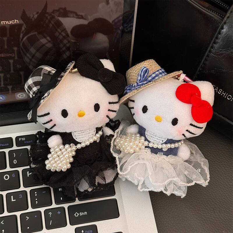 Winter Plush HelloKitty Keychain Scarf Dress Up Girl Birthday Angel Shaped Kitty Cat Pendant Car Decoration Xmas Gift