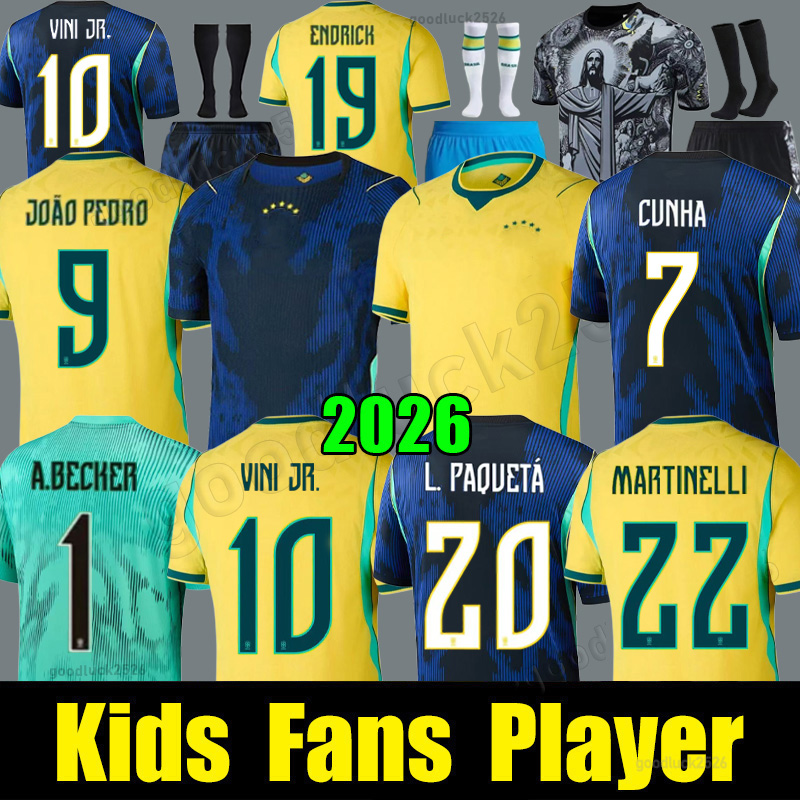 2026 World Cup Brazil soccer jerseys Camiseta de futbol PAQUETA RAPHINHA 26 27 football shirt maillots VINI JR 2024 brasil RICHARLISON men kids NEYMAR JR Uniforms