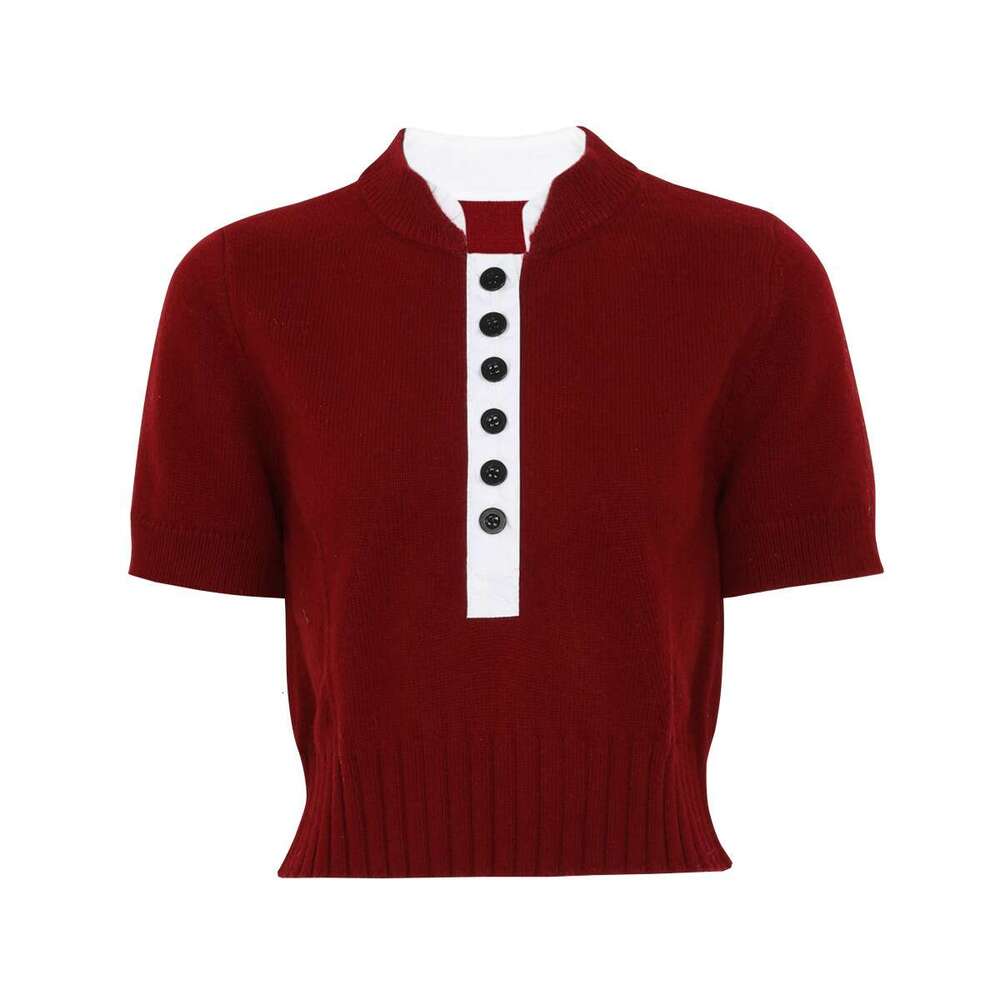 k30 Summer New Designer High Quality Fashion Internet Celebrity Style Denim Patch Knitted Women's Short Sleeve T-shirt