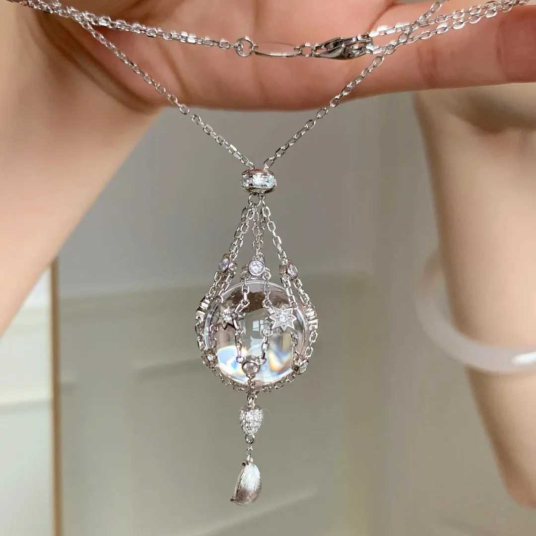 Popular White Crystal Starry Mesh Bag Pendant Retractable Necklace Accessory Niche Design High-end And Versatile For Women H260403
