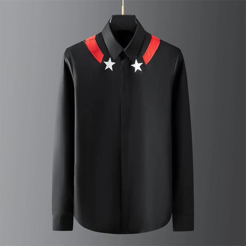 High-end mens shirt printed mens shirt long-sleeved lapel shirt daily outdoor shopping comfortable fabric large size xs-6xl 260402
