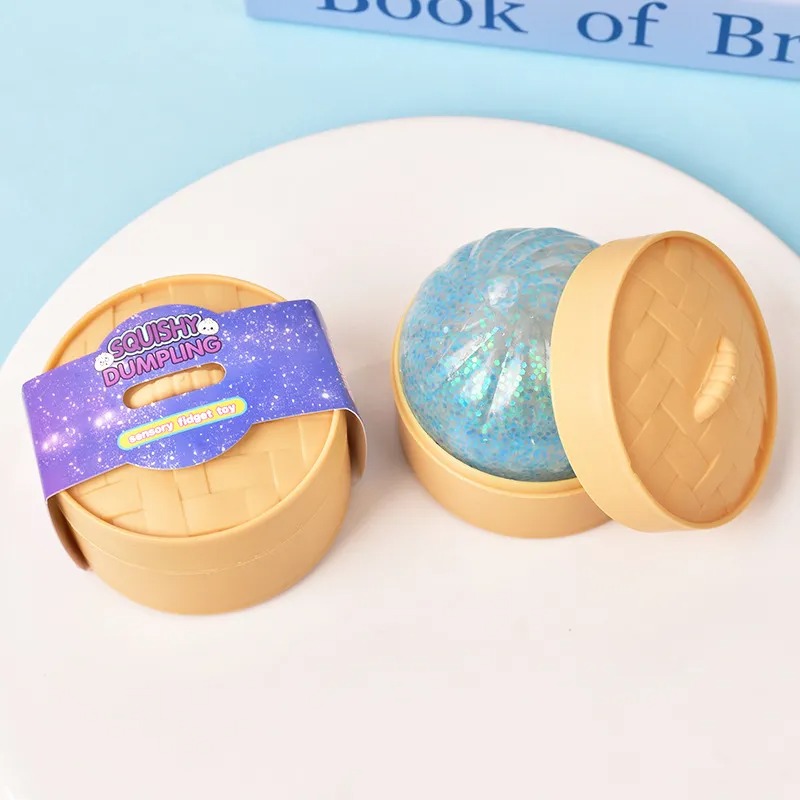 Colored Glitter Squishy Dumpling Slow Rebound Stress Relieving Balls Dumpling Squishy Toy Decompression Toy Design for Anxieties & Tension Release Fre