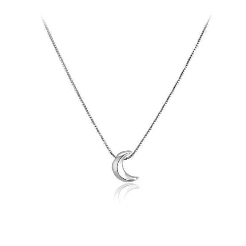Korean Simple Moon Pendant Necklaces For Women Fashion Silver Color Temperament Snake Bone Chain Necklace Jewelry Bijoux Collare H260403