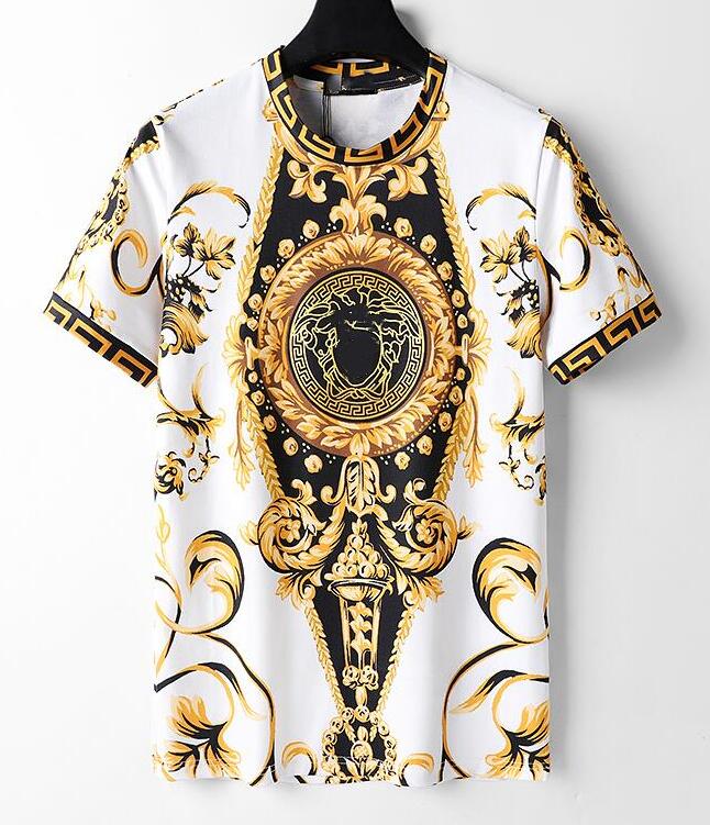 Luxury Designer Style Baroque Print Crew Neck T-shirt Men's Fashion Short Sleeve Tee Size: M - 3XL B17