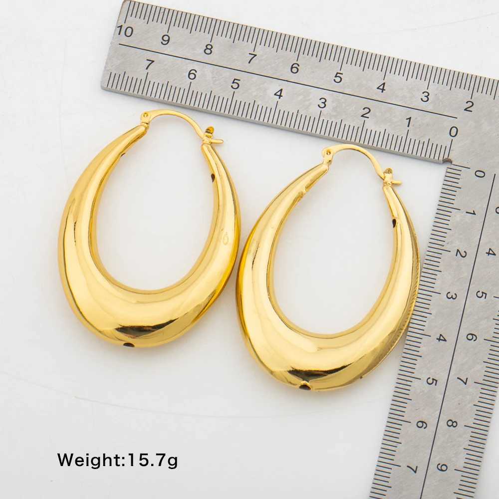 Fashion Hoop Earrings For Women 18k Gold Color Delicate Earrings Engagement Wedding Jewelry Elegant Thick Round Circle Jewellry H260403